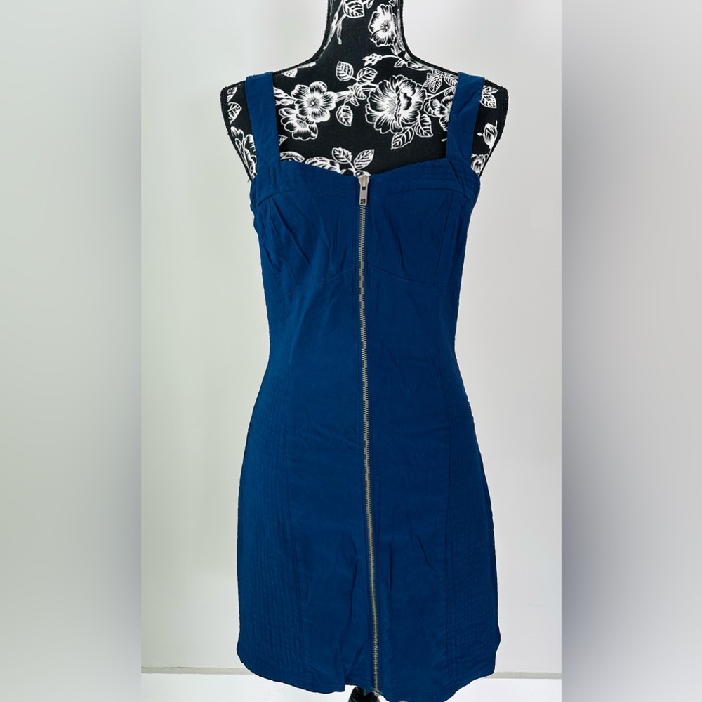 H&M navy blue zippered party dress